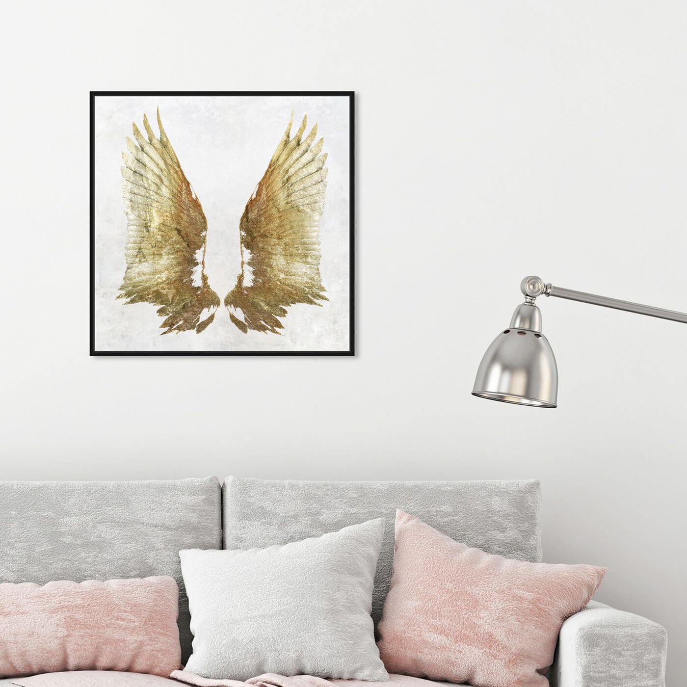 Hanging view of Golden Wings Light featuring fashion and glam and wings art.