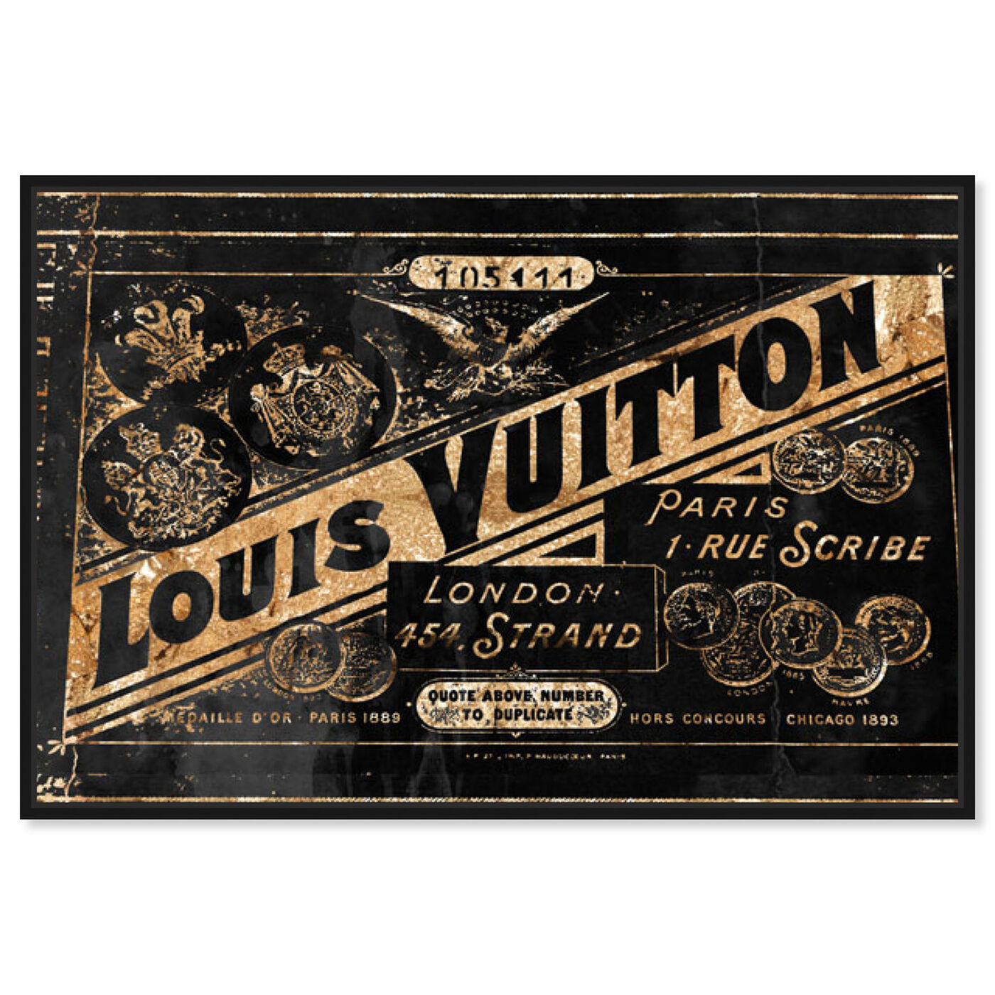 Oliver Gal Louis Vuitton LV Monogram Canvas Fashion Wall Art 16”x16” Rare  Print