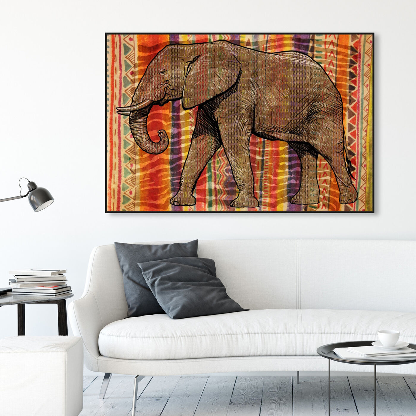 Hanging view of Tribal Elephant featuring animals and zoo and wild animals art.