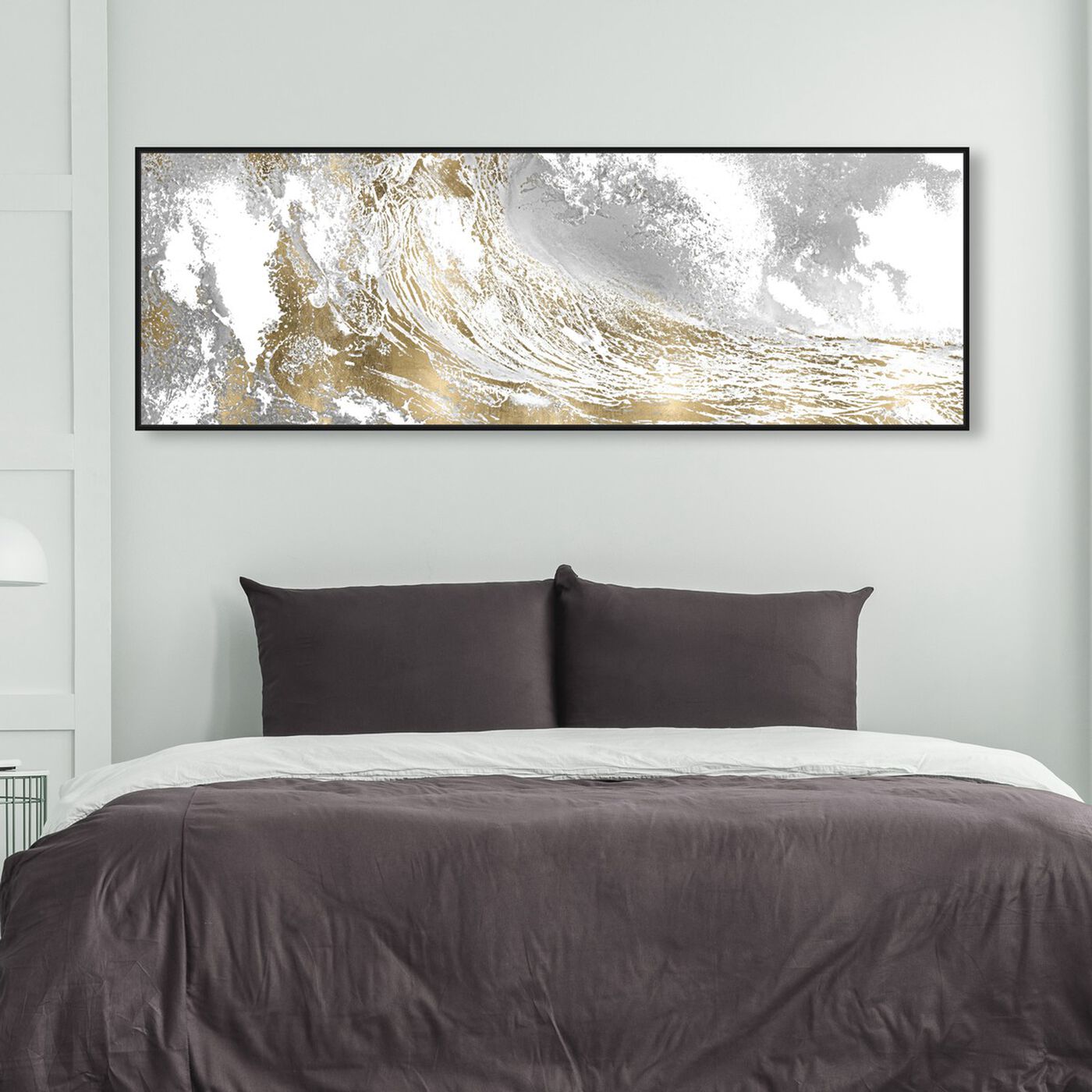 Hanging view of Wave in a Moment Gold featuring nautical and coastal and coastal landscapes art.