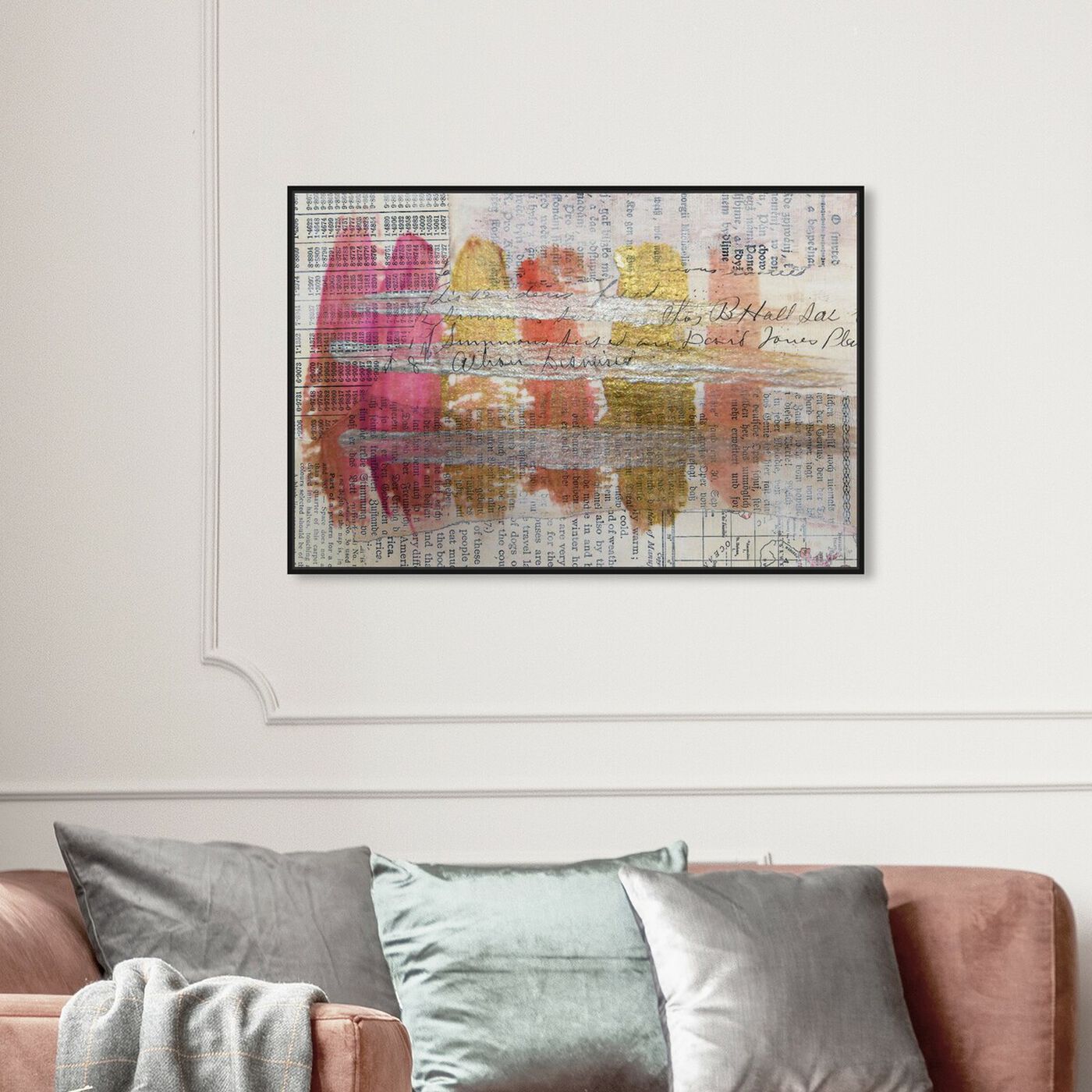 Hanging view of Coral Lipstick - Signature Collection featuring abstract and watercolor art.