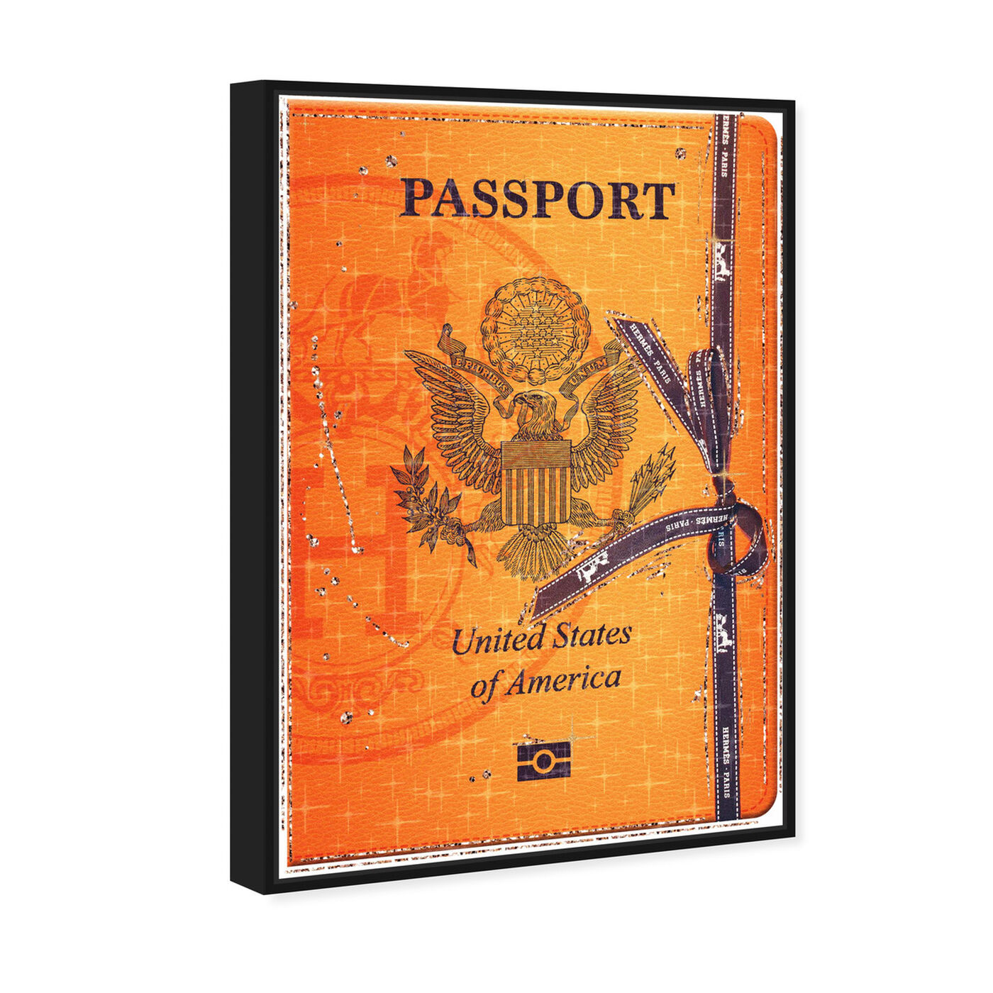 Angled view of French Passport featuring fashion and glam and travel essentials art.