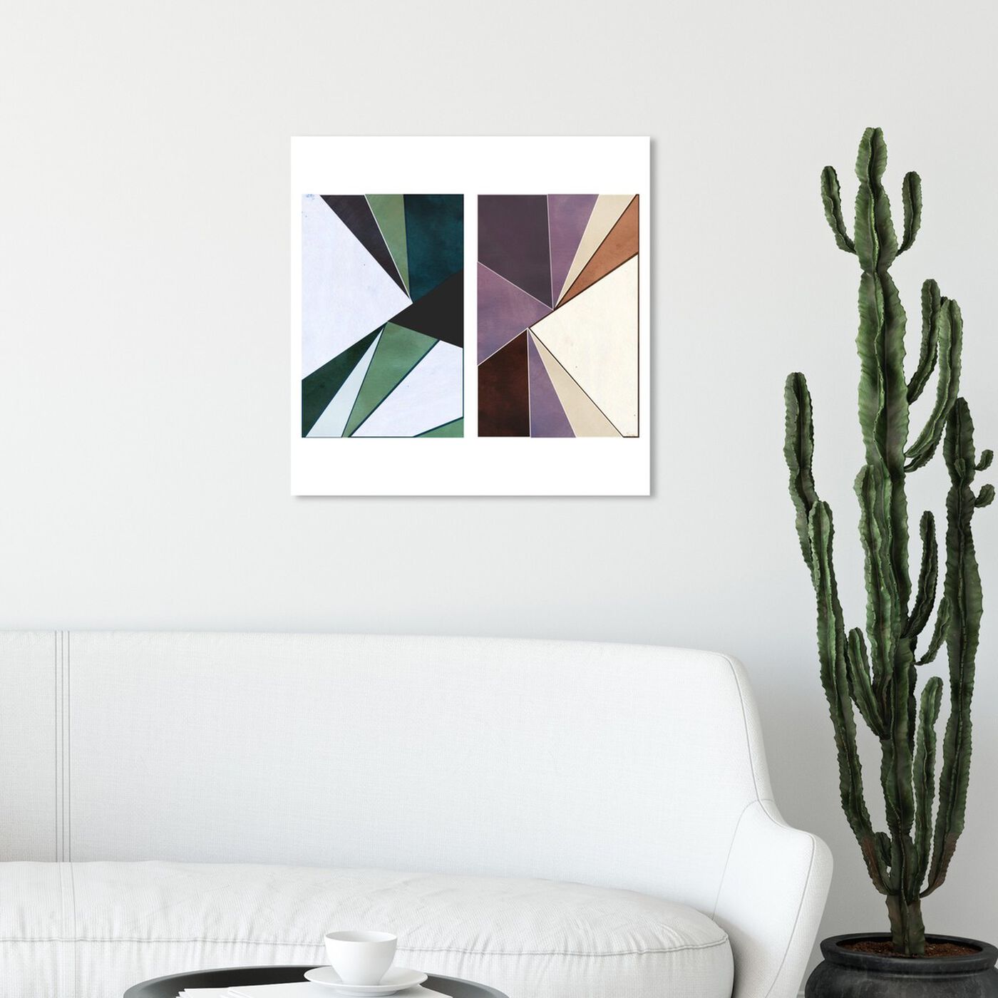 Hanging view of Deco set of 2 featuring abstract and geometric art.