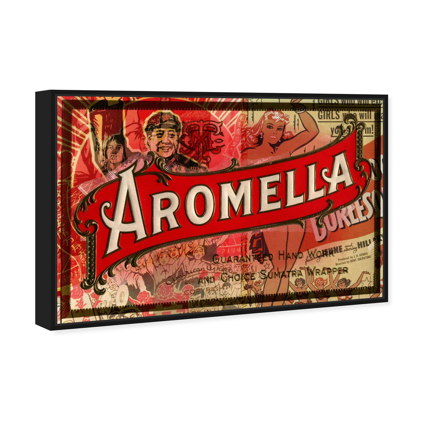 Angled view of Aromella featuring advertising and posters art.