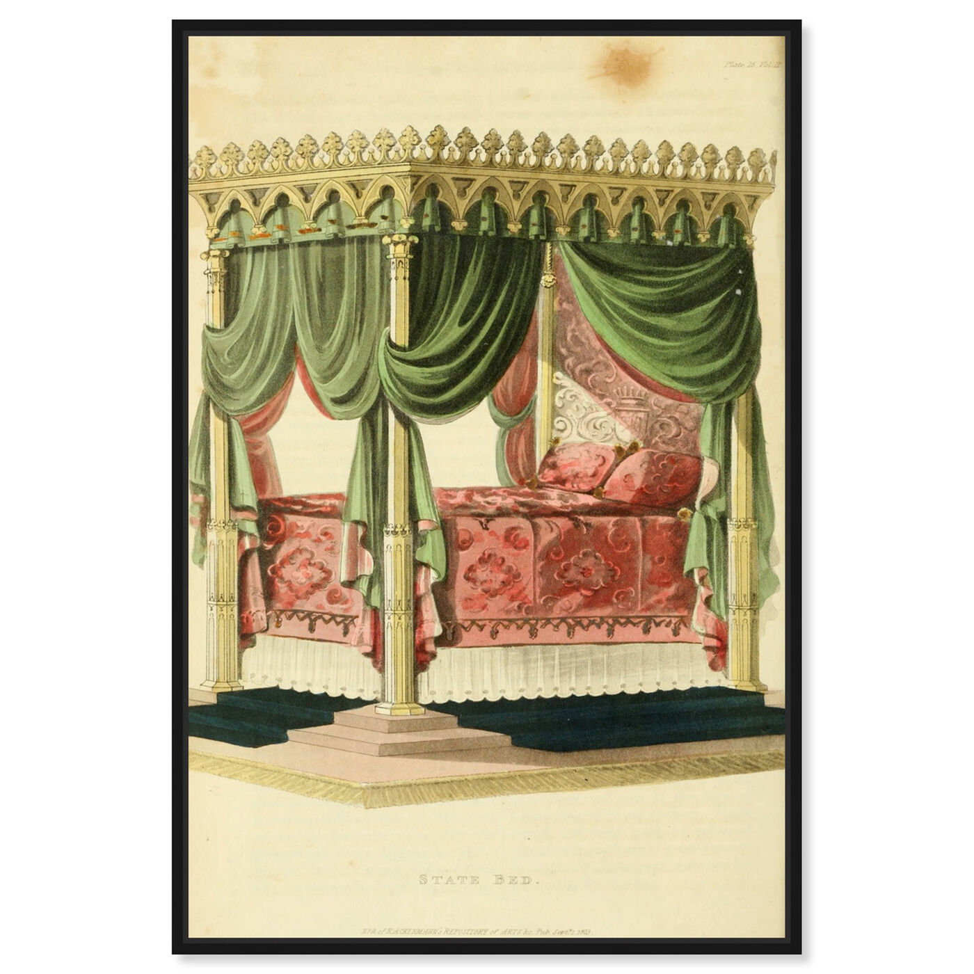 Front view of State Bed - The Art Cabinet featuring classic and figurative and french décor art.