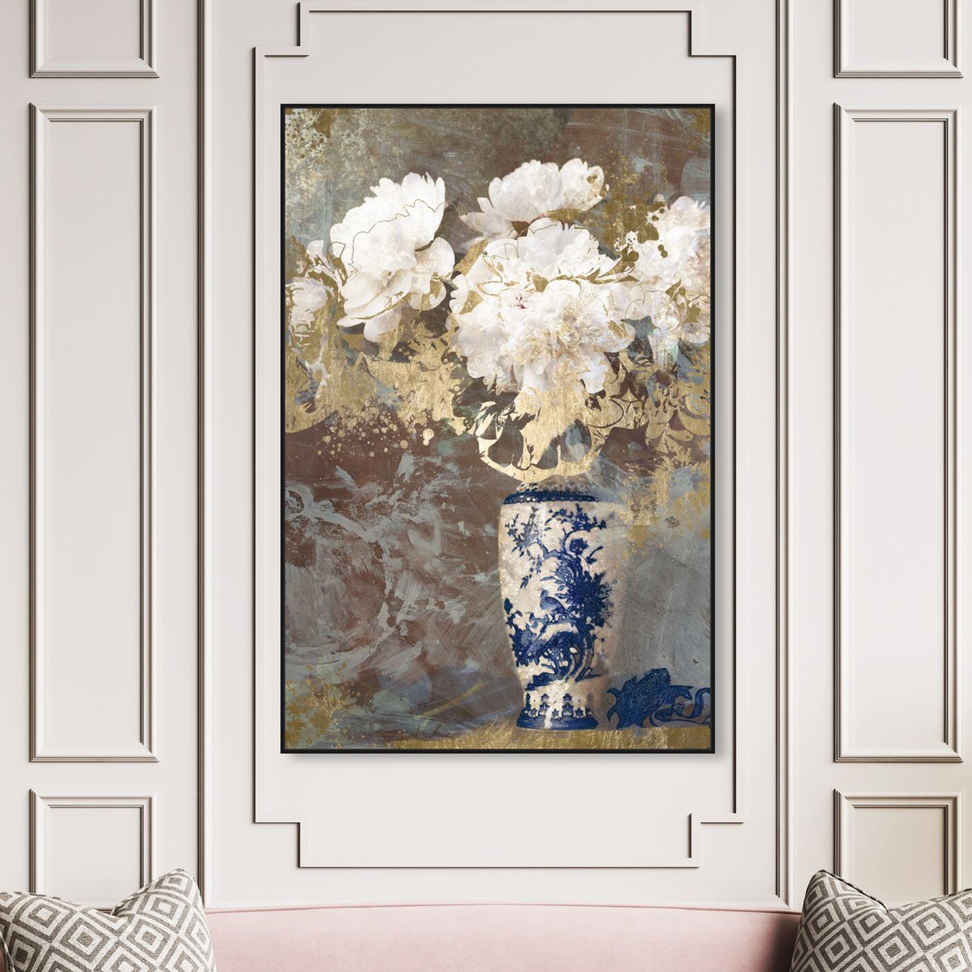 Hanging view of Eastern Floral featuring floral and botanical and florals art.