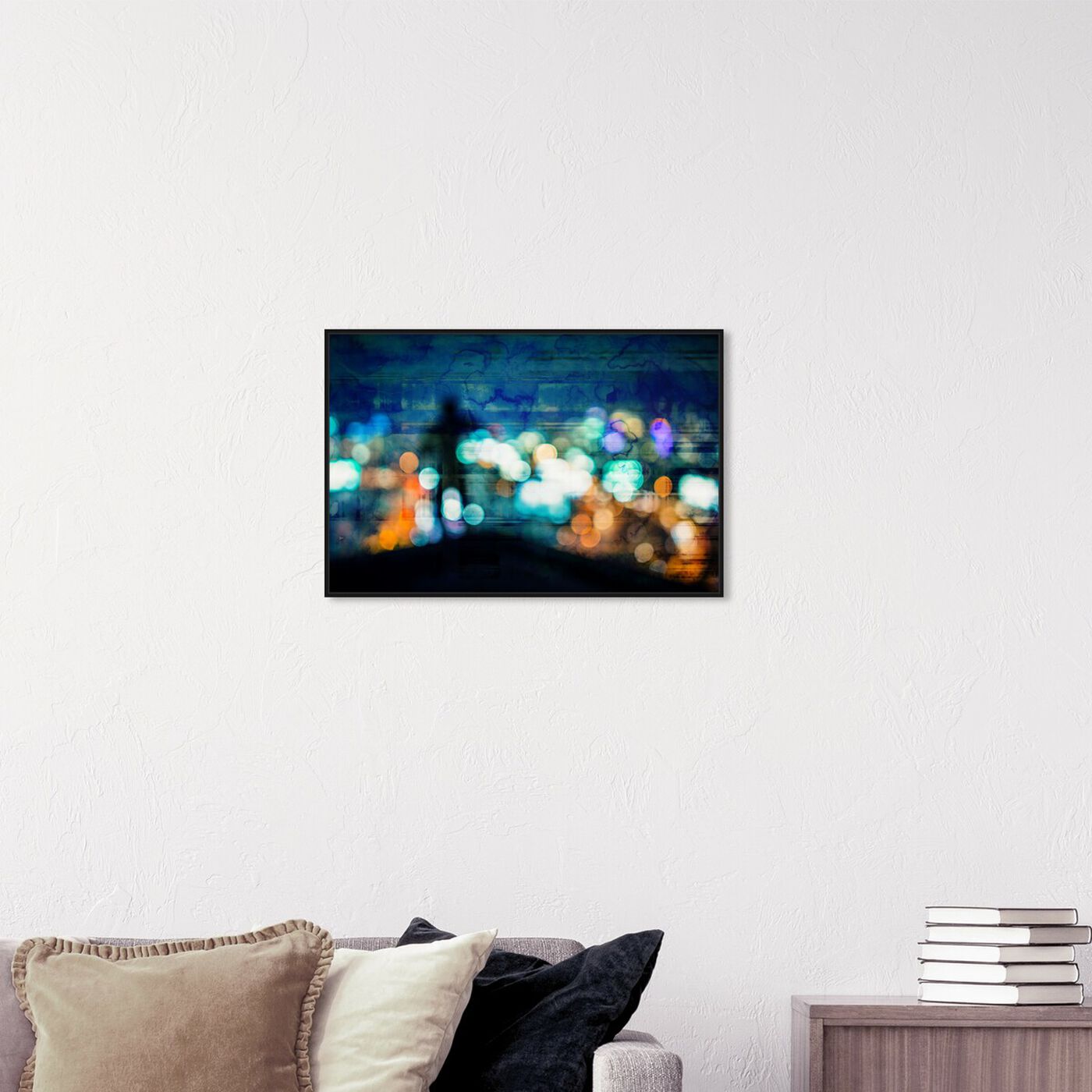 Hanging view of Blue Shadows featuring cities and skylines and urban and cityscapes art.