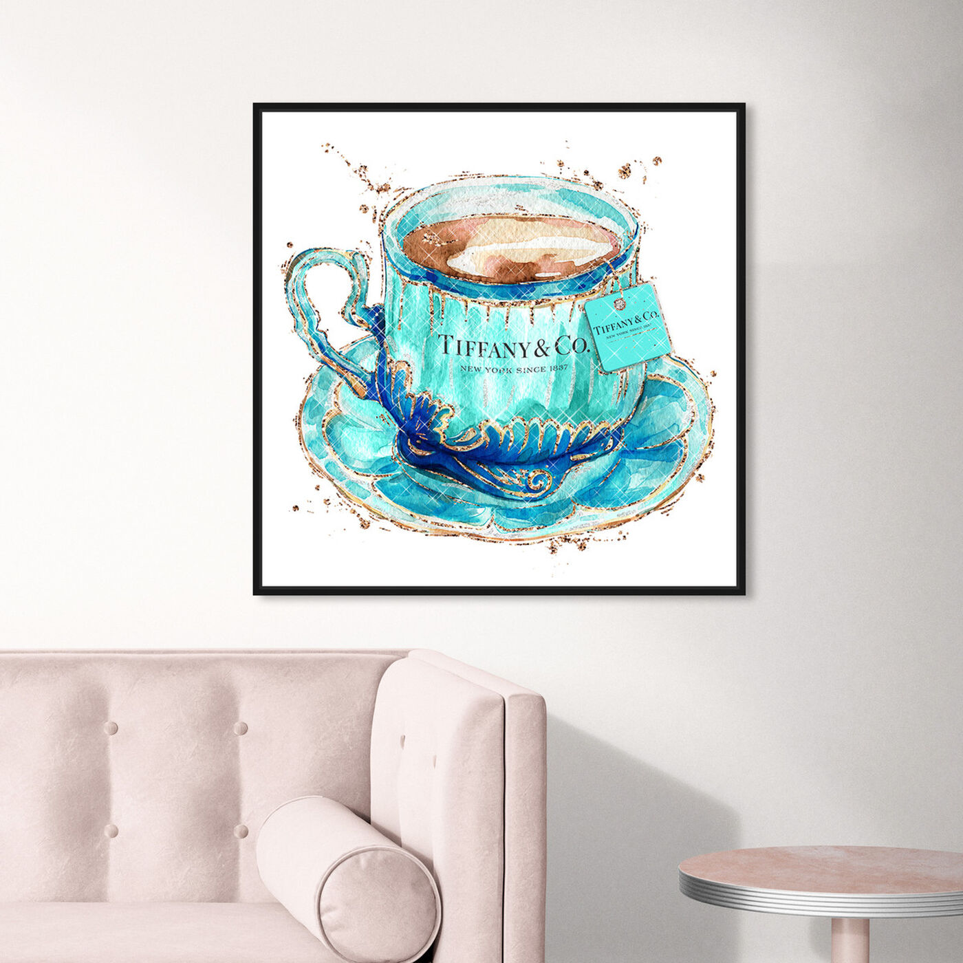 Hanging view of Aqua Tea Cup featuring fashion and glam and fashion lifestyle art.