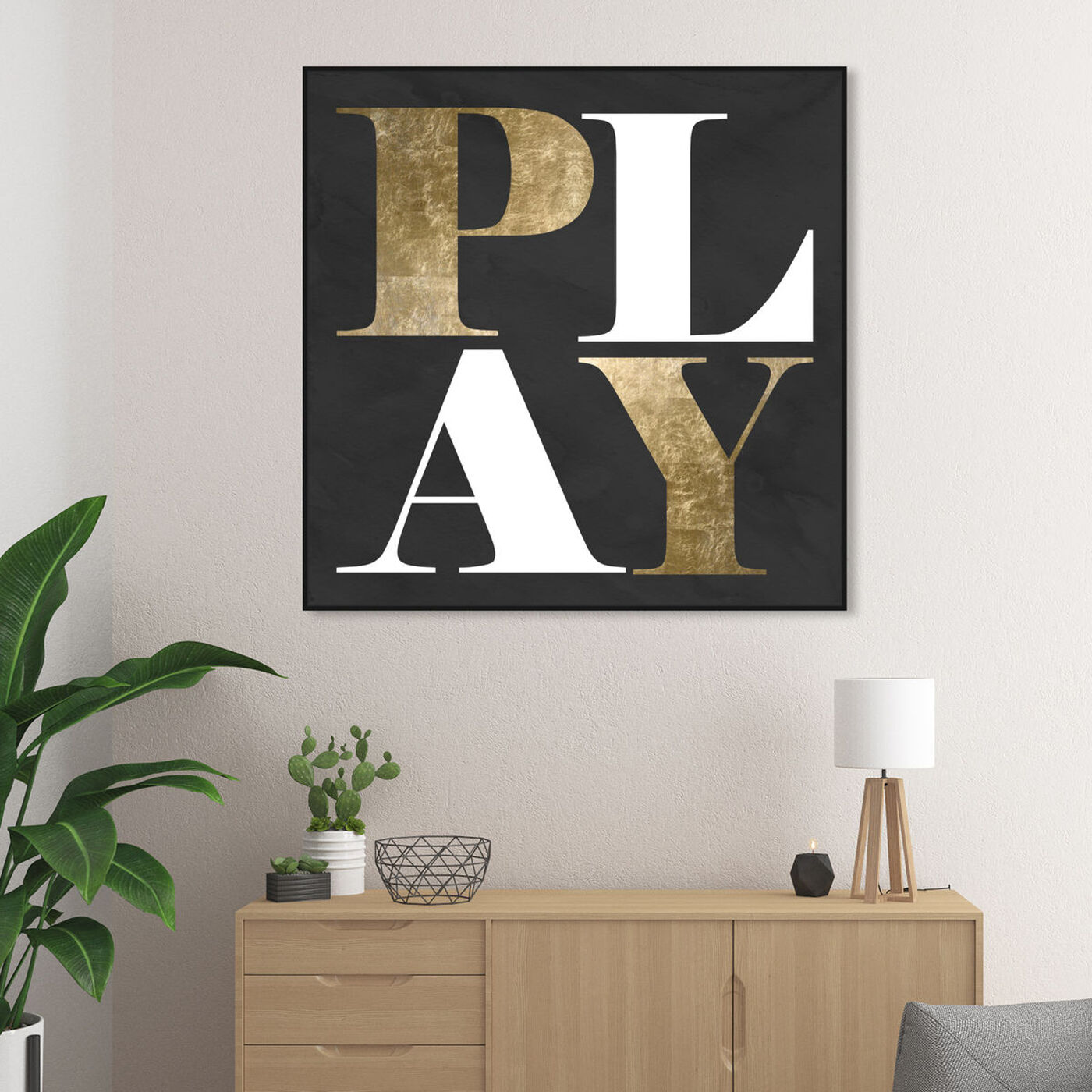 Hanging view of Play Hard featuring typography and quotes and motivational quotes and sayings art.