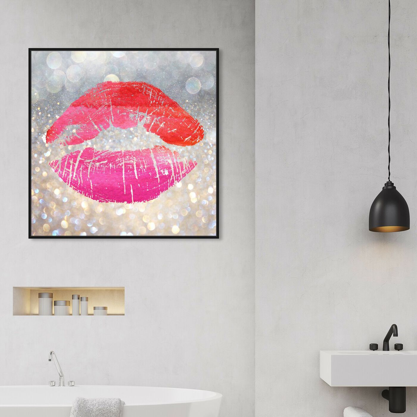 Hanging view of Marilyn's Kiss featuring fashion and glam and lips art.