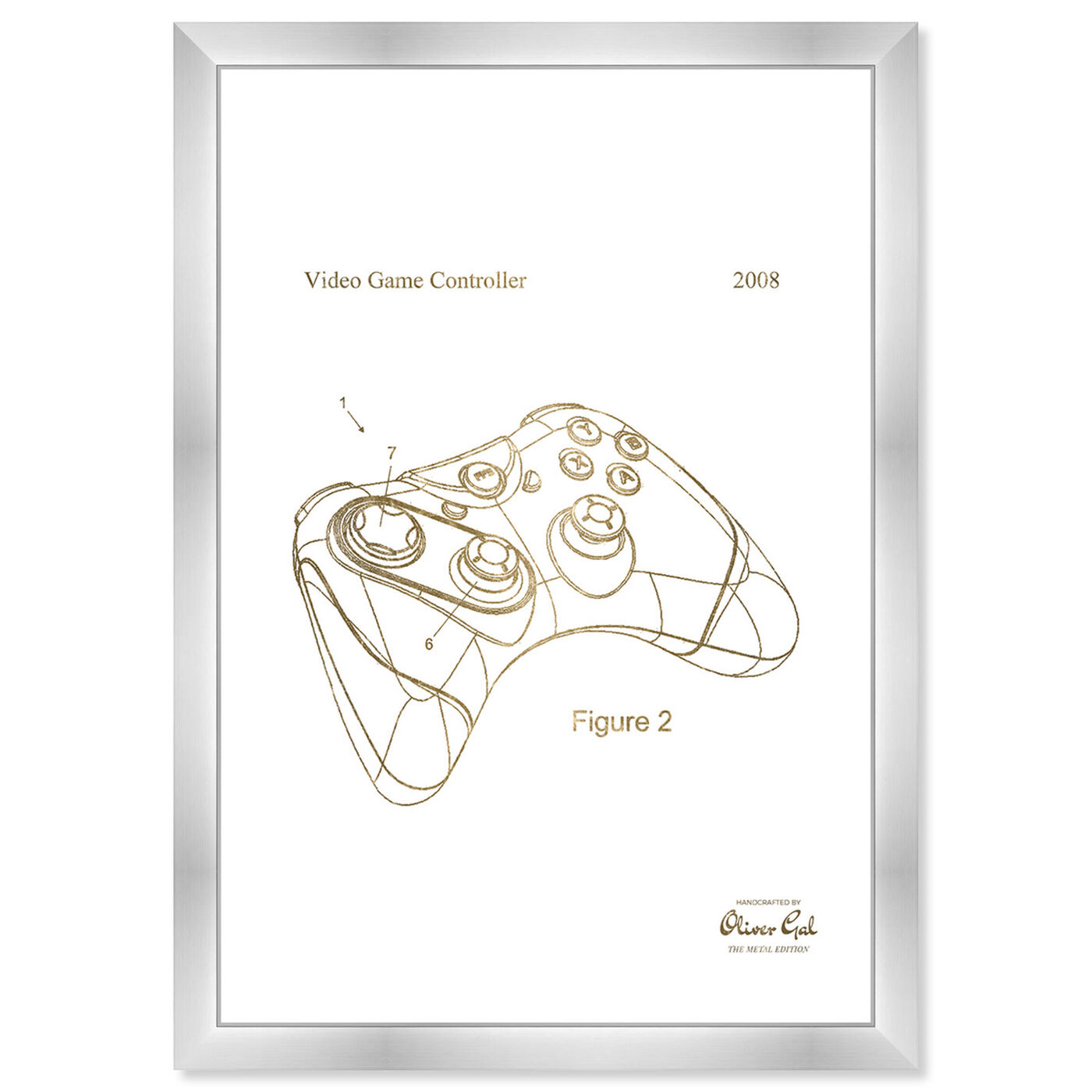 Front view of Video Game Controller 2008 Gold featuring entertainment and hobbies and video games art.
