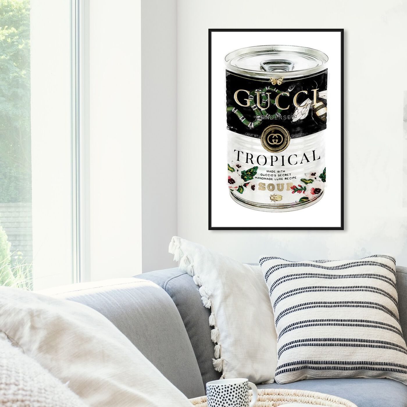 Hanging view of Italian Luxe Soup Emerald featuring fashion and glam and soup can art.