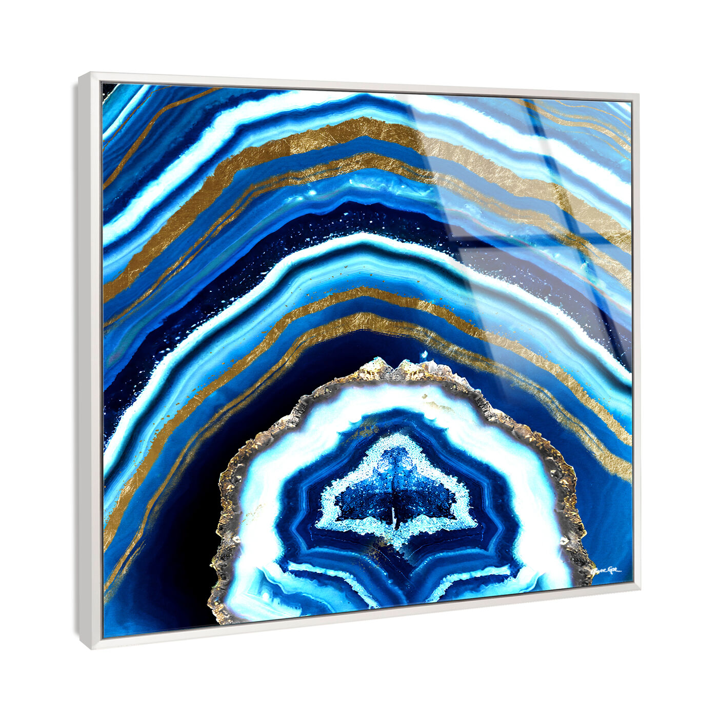 Adore Cyan Geode - Framed Acrylic Art