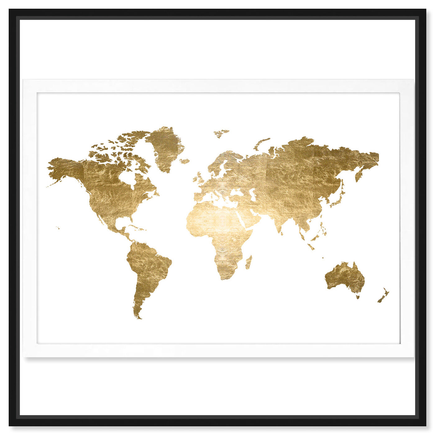 Front view of Hipster Mapa Mundi Gold Foil featuring maps and flags and world maps art.