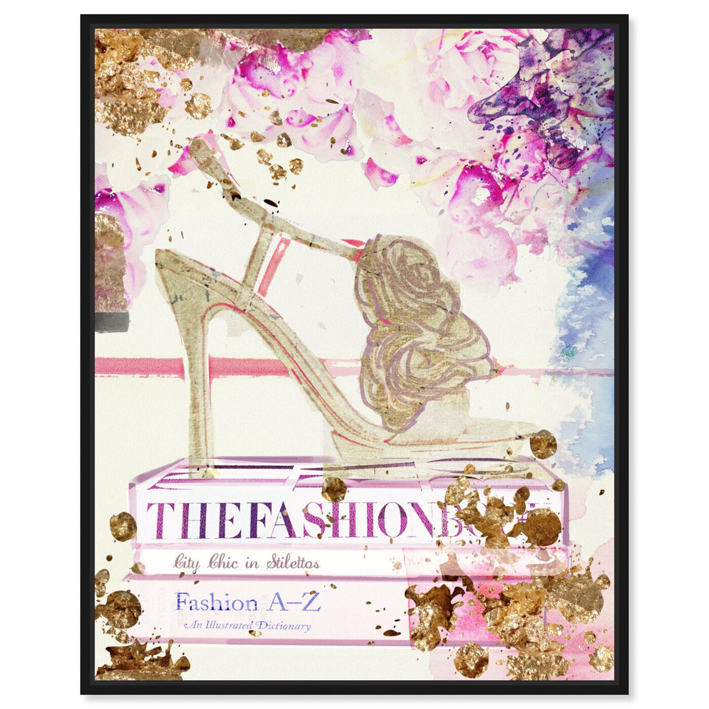 Front view of Gold Shoe featuring fashion and glam and shoes art.