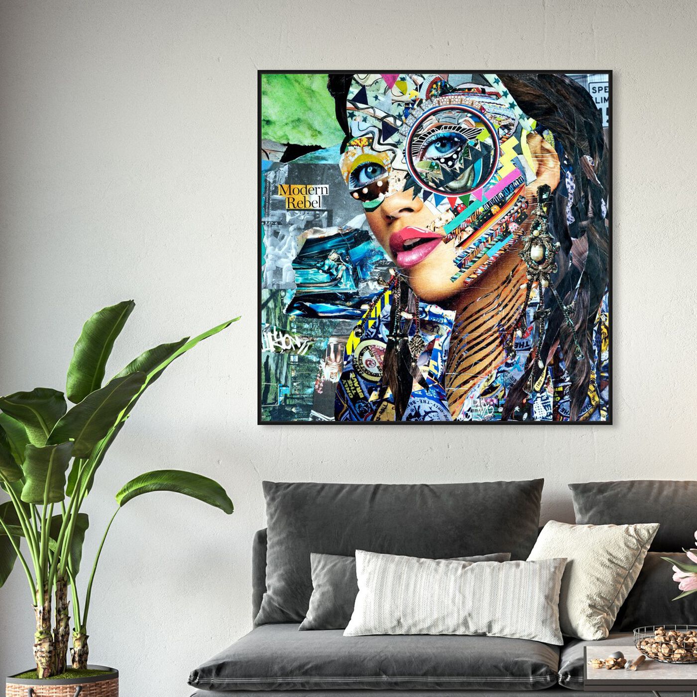Hanging view of ModernRebel by Katy Hirschfeld featuring fashion and glam and portraits art.