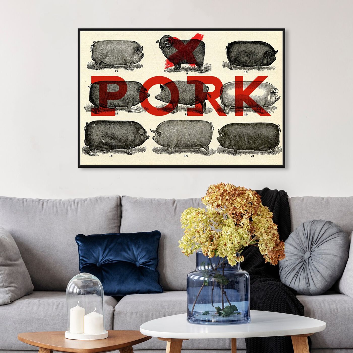 Hanging view of Pork featuring animals and farm animals art.
