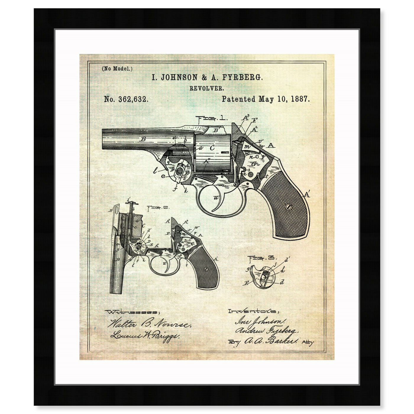 Front view of Revolver 1887 featuring entertainment and hobbies and machine guns art.