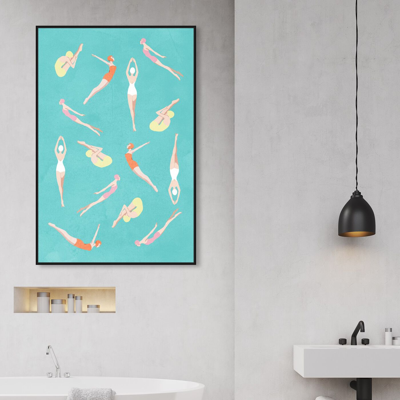 Hanging view of Diver Pattern featuring sports and teams and swimming art.