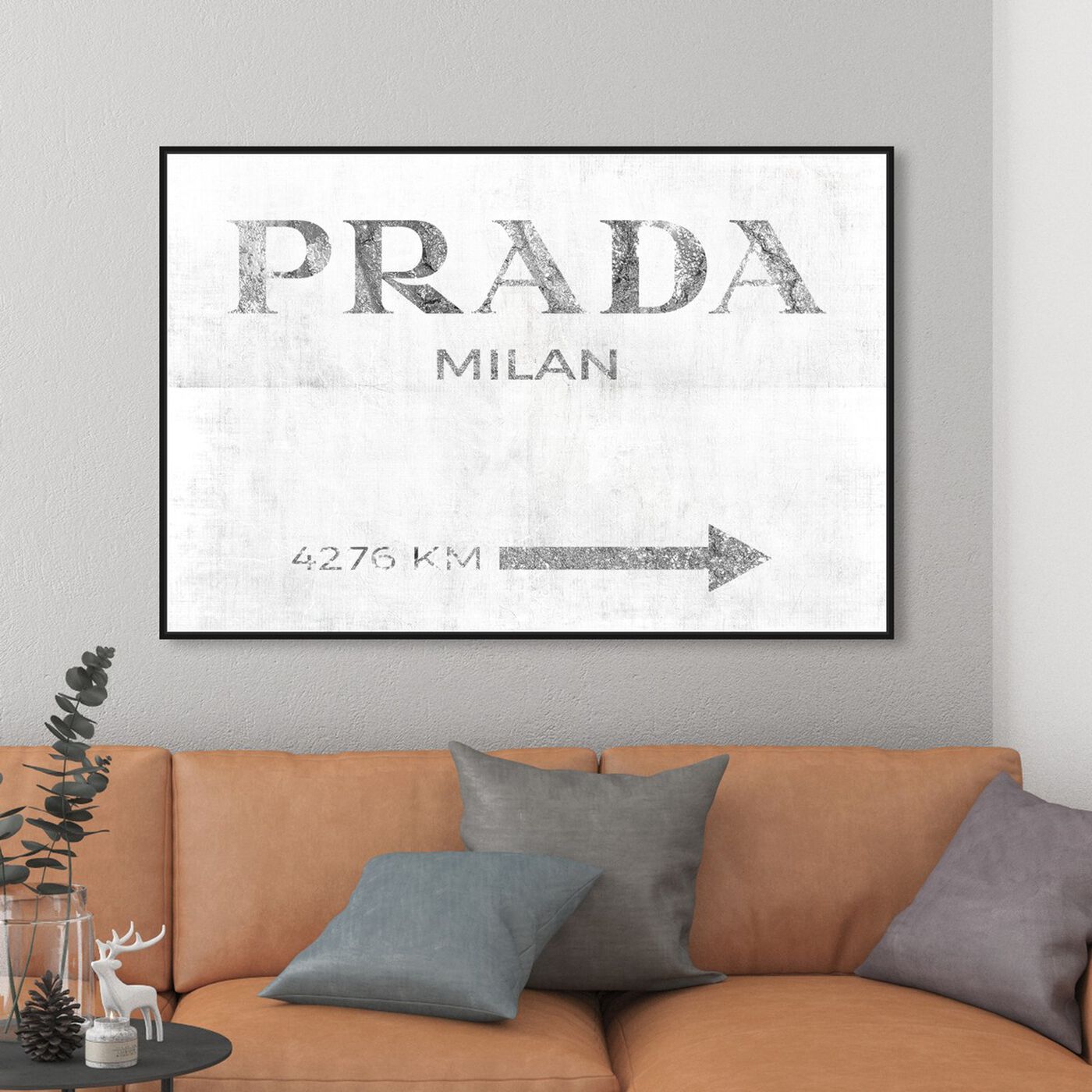 Hanging view of Milan Pure in Silver featuring fashion and glam and road signs art.