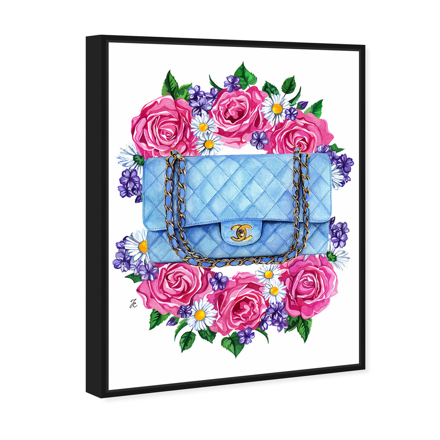 Angled view of Doll Memories - Pastel Blues featuring fashion and glam and handbags art.