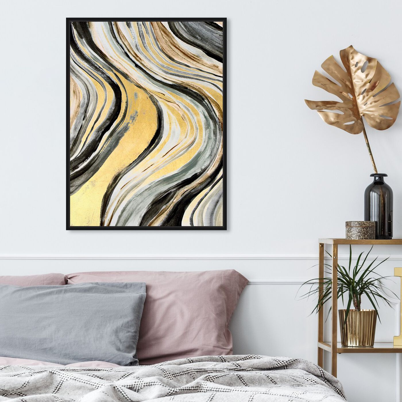 Hanging view of Golden Geode Flow featuring abstract and paint art.