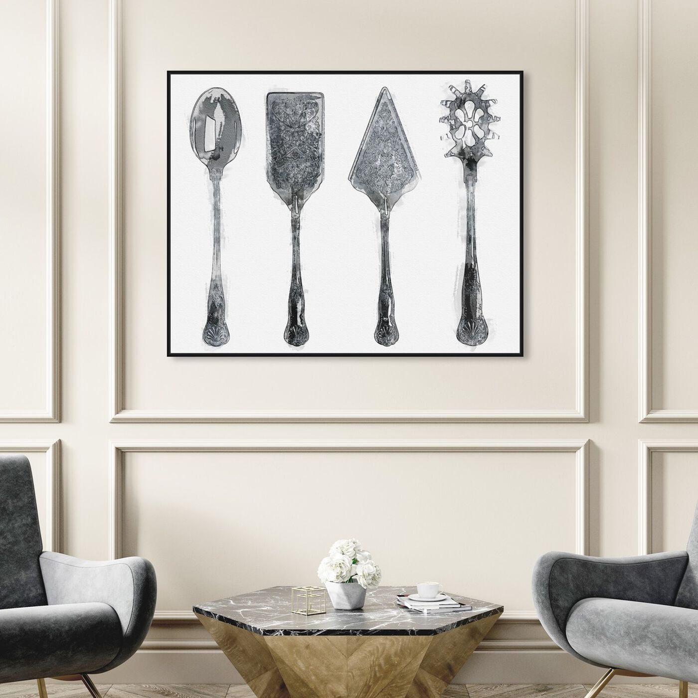 Hanging view of Vintage Utensil Collection featuring food and cuisine and cooking and chef art.