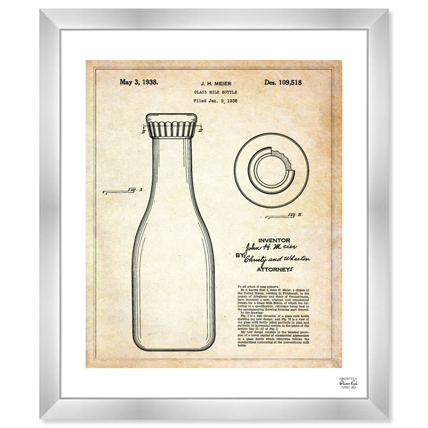 Front view of Milk Bottle 1938 featuring food and cuisine and baking essentials art.