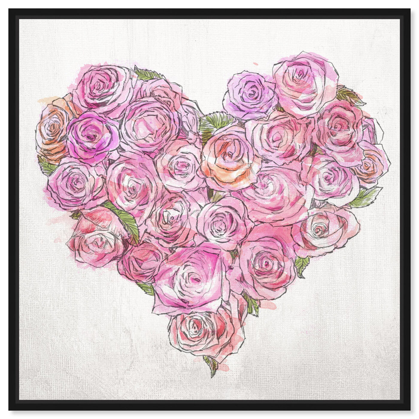 Front view of Heart of Roses featuring floral and botanical and florals art.