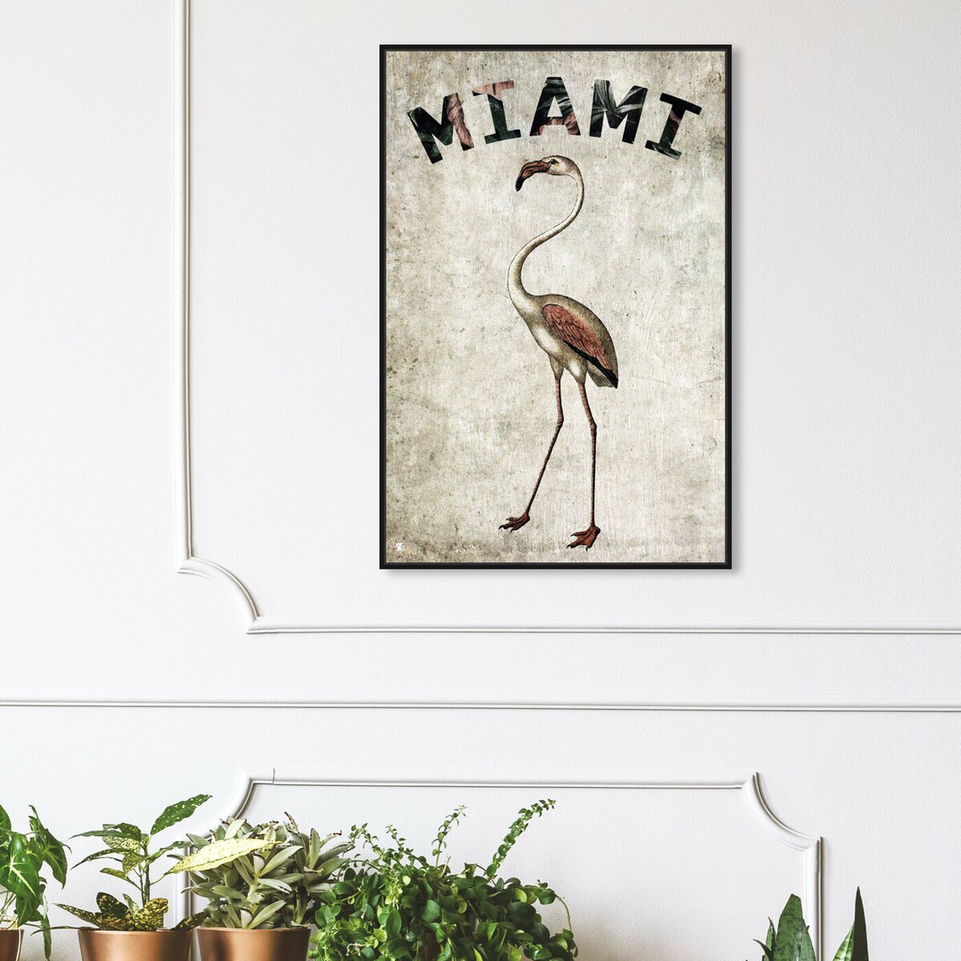 Hanging view of Miamian Flamingo featuring cities and skylines and united states cities art.