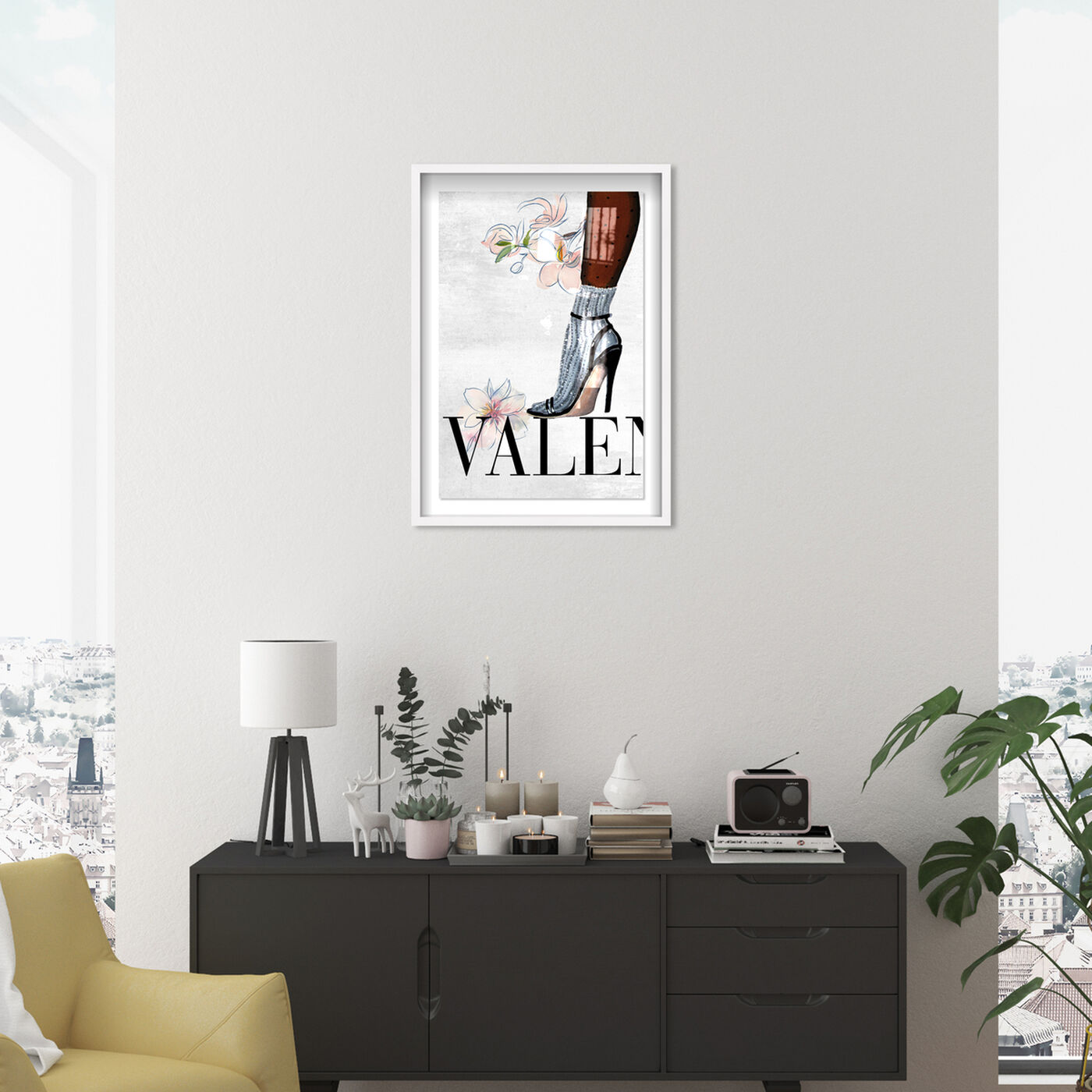 Hanging view of Walking Away I featuring fashion and glam and shoes art.