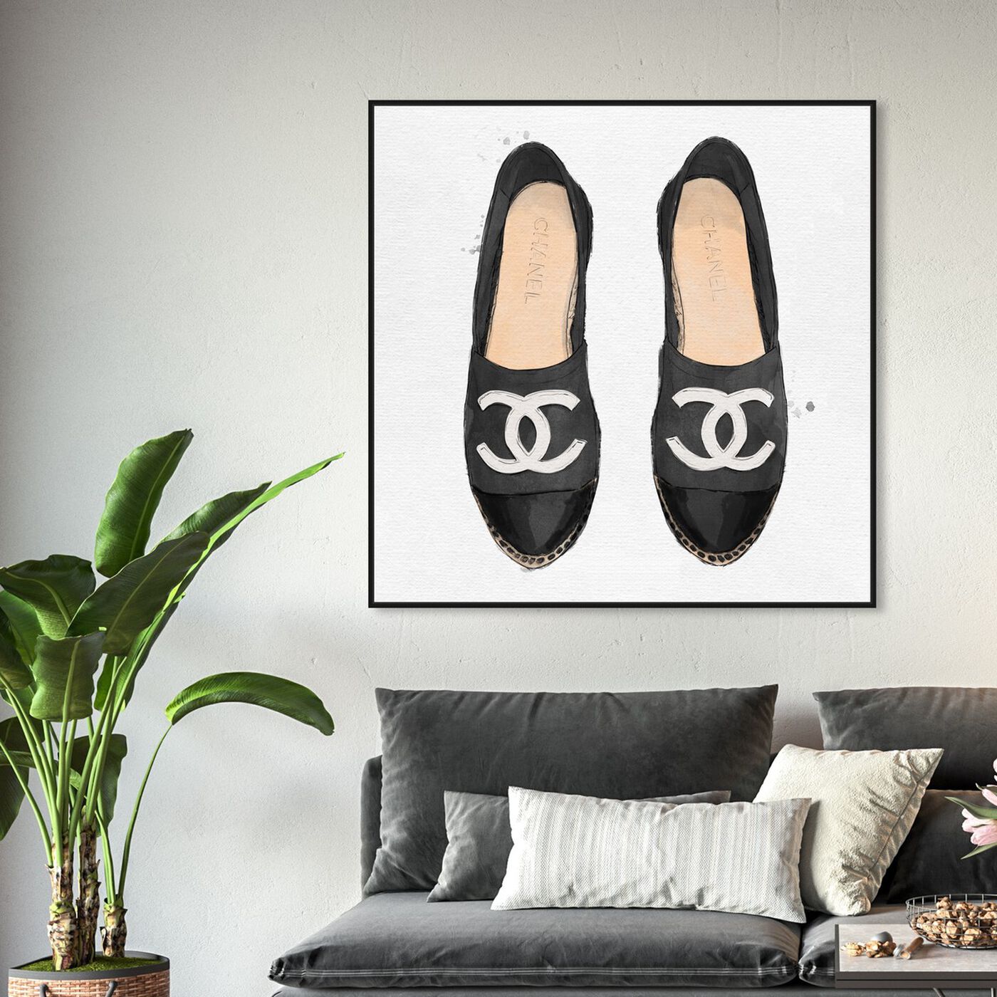 Hanging view of Lady Slippers Black featuring fashion and glam and shoes art.