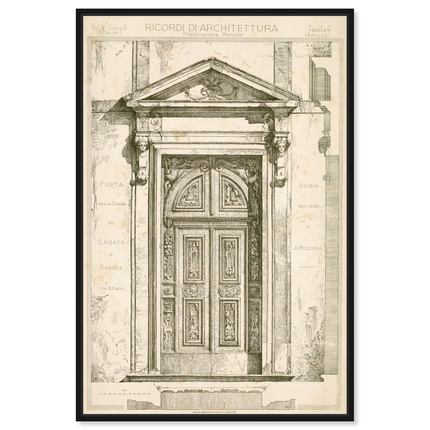 Front view of Porta Della Chiesa Di S Agata - The Art Cabinet featuring architecture and buildings and structures art.