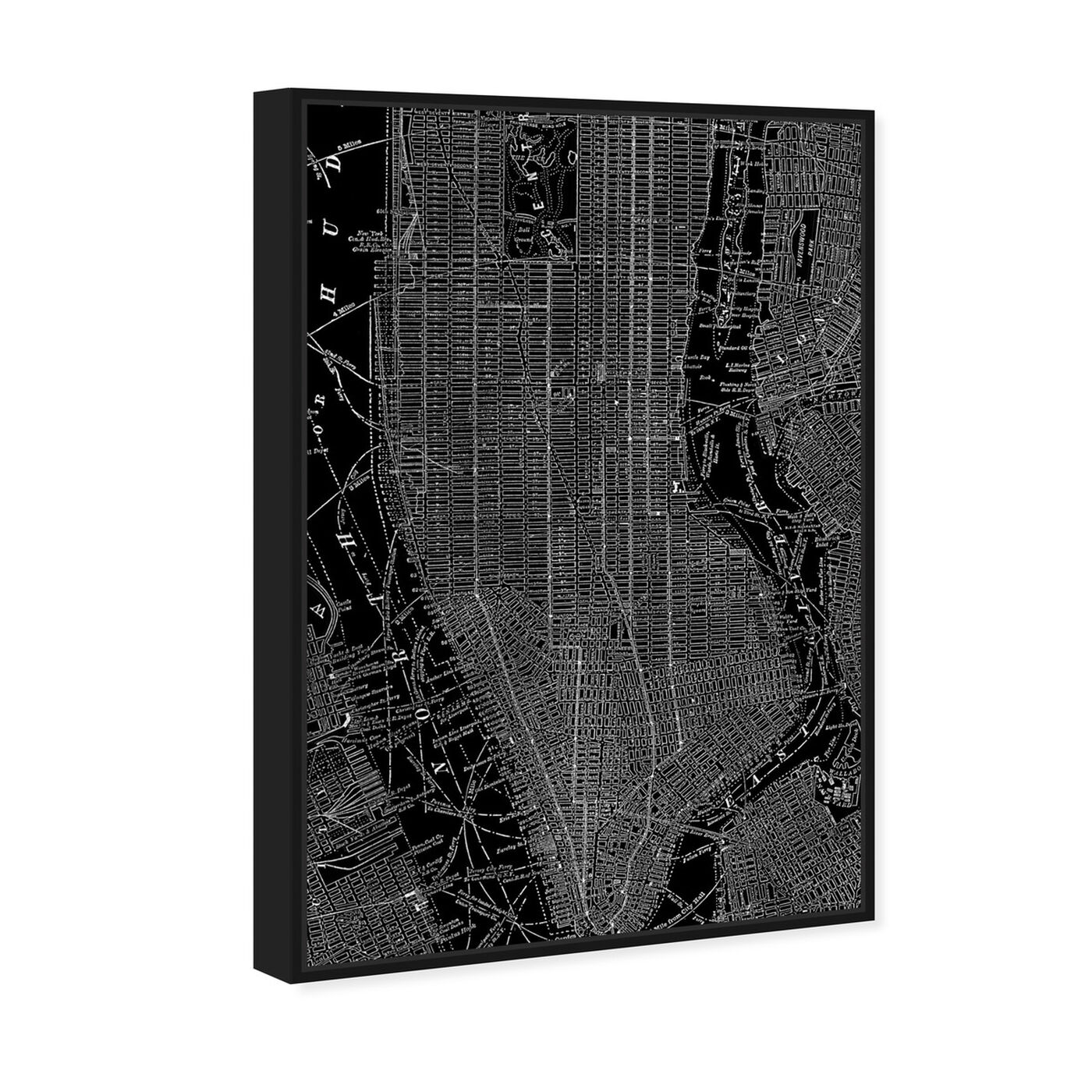 Angled view of Phylum Design The City That Never Sleeps featuring maps and flags and us cities maps art.