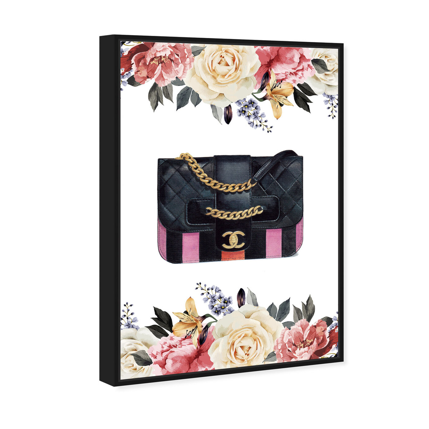 Angled view of Doll Memories - Flower Party Bag featuring fashion and glam and handbags art.