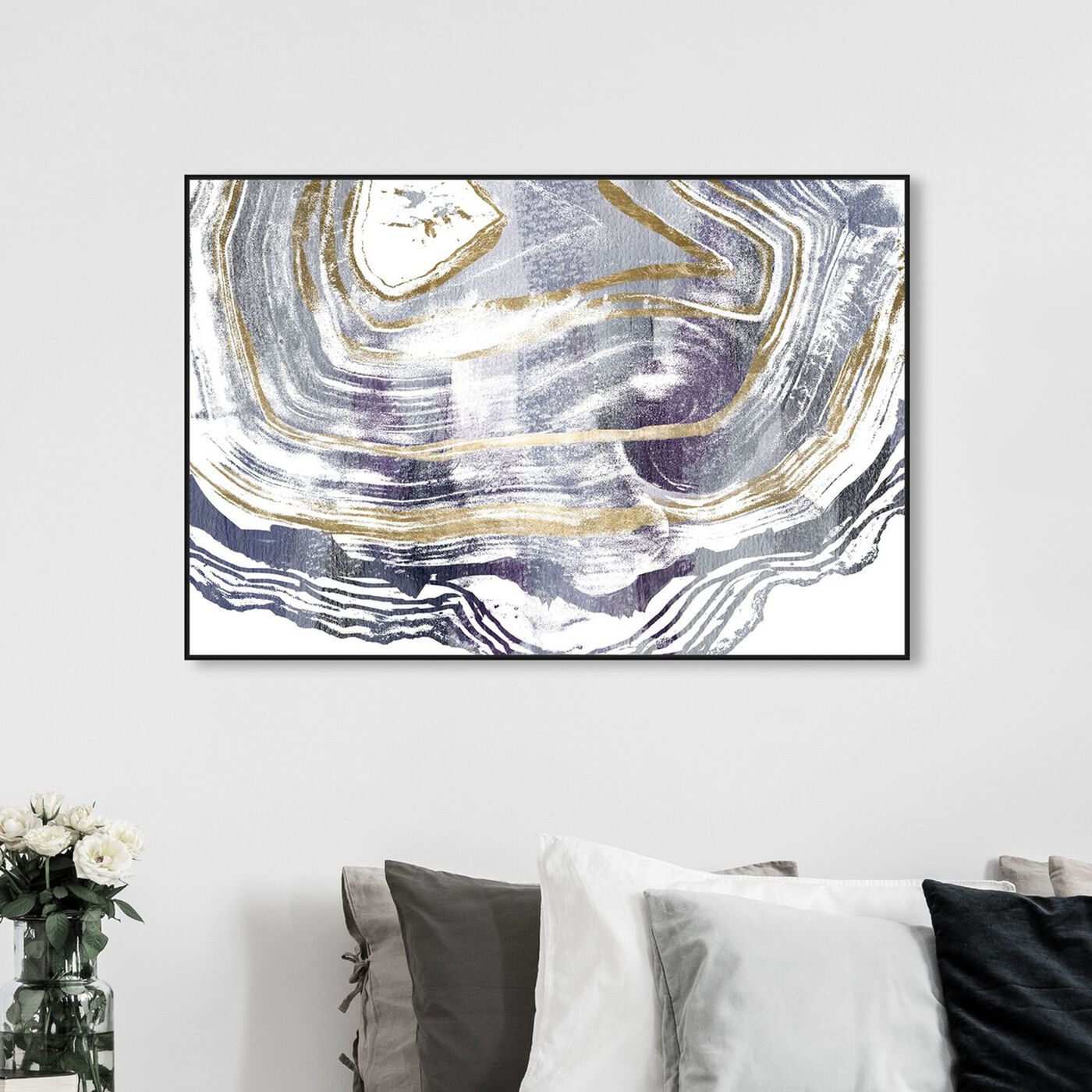 Hanging view of Amethyst Agate featuring abstract and crystals art.
