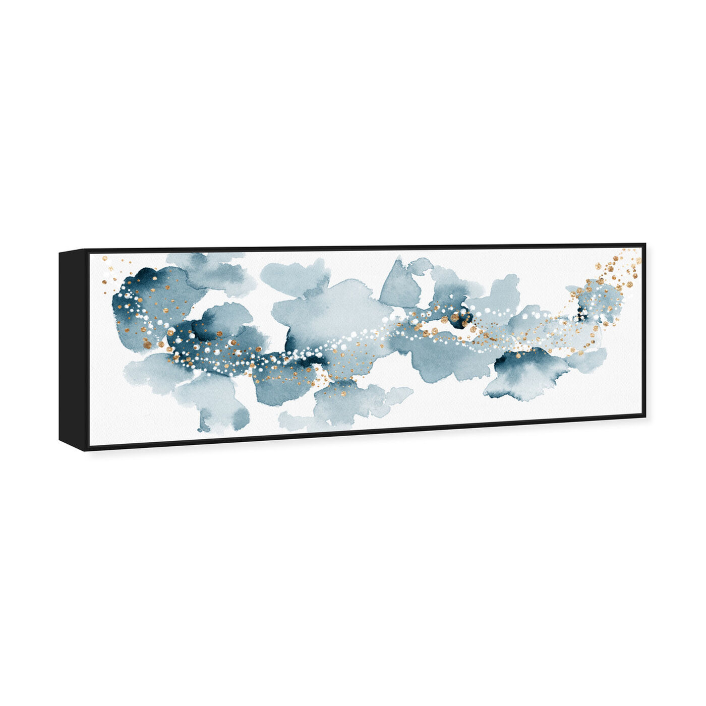 Angled view of Blue Cloud Sky featuring abstract and watercolor art.