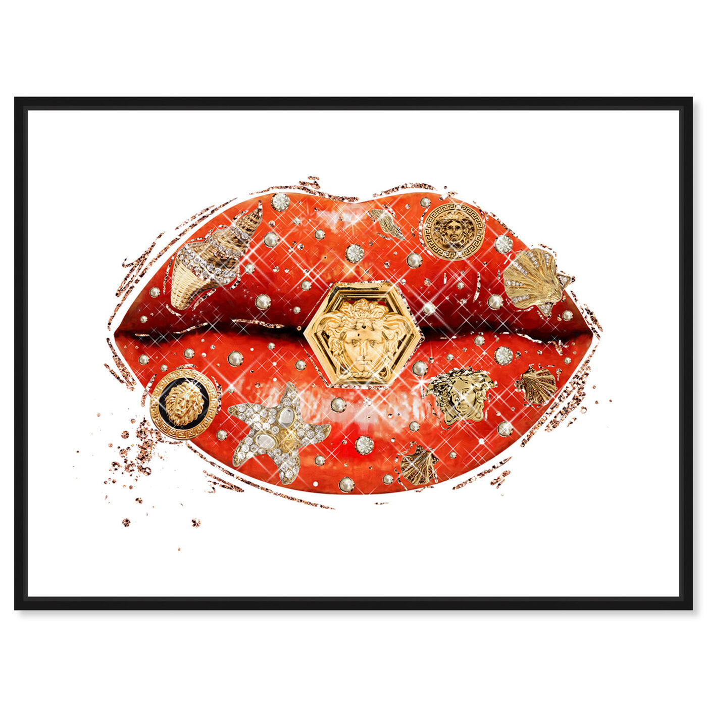 Front view of Gianni Coral Lips featuring fashion and glam and lips art.