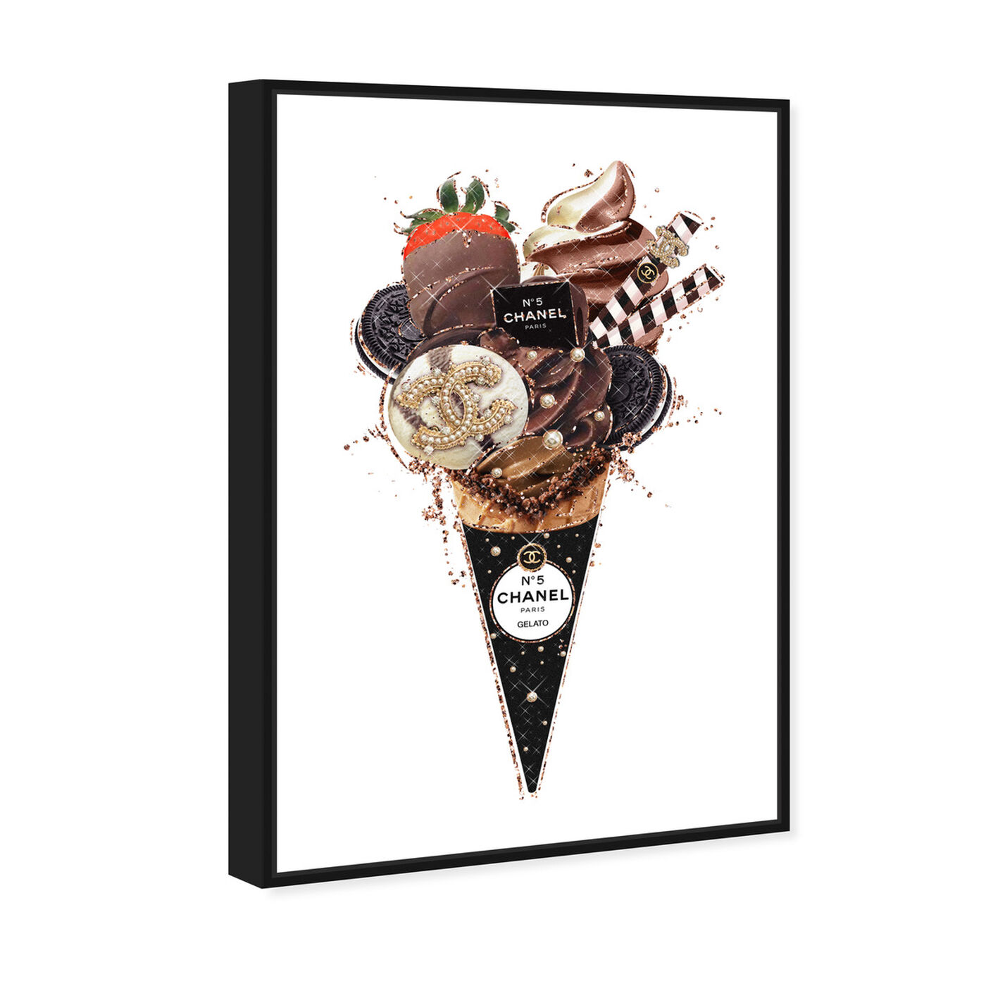 Angled view of Black Oreo Gelato featuring fashion and glam and fashion lifestyle art.