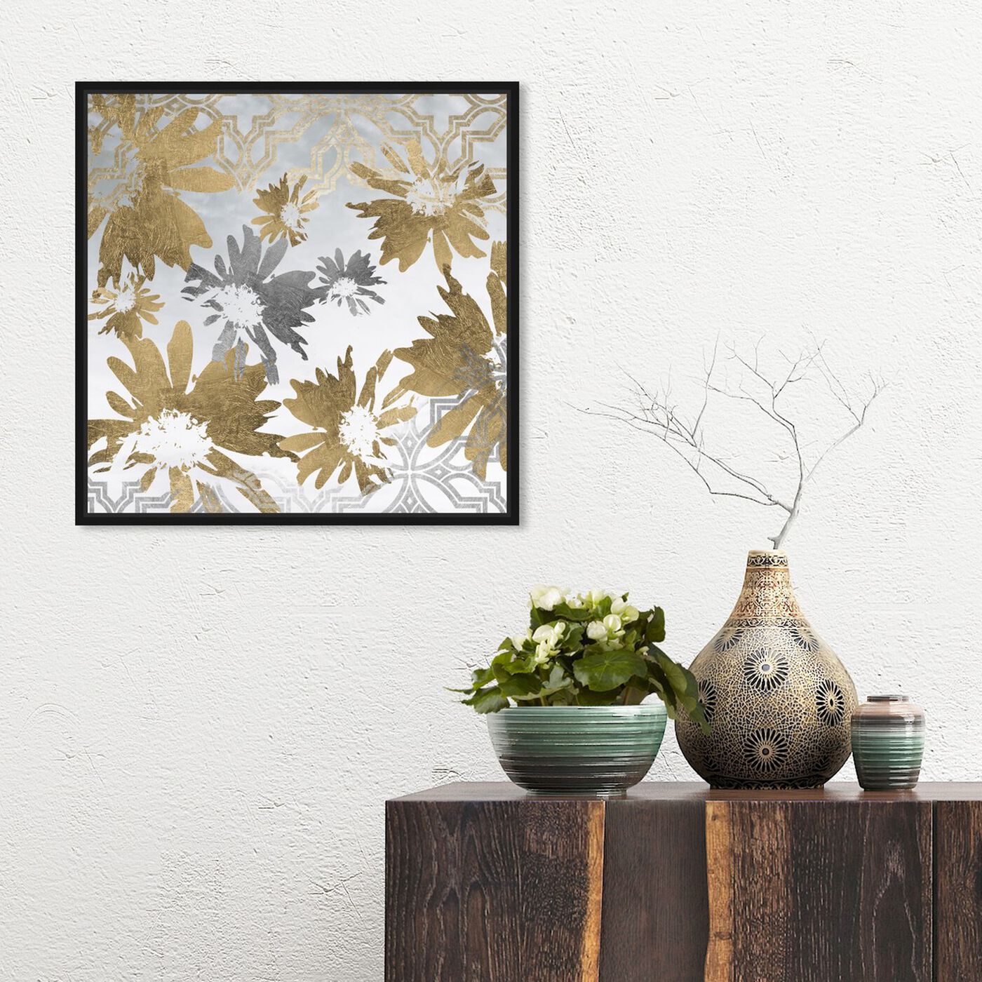 Hanging view of Golden Garden featuring abstract and flowers art.
