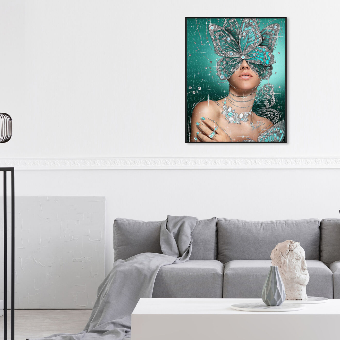 Hanging view of Turquoise Wings featuring fashion and glam and wings art.