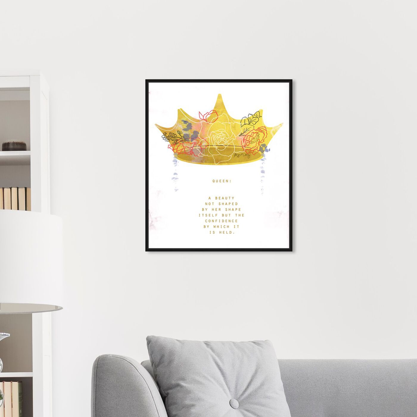 Hanging view of Crown Queen by Maggie P. Chang featuring typography and quotes and inspirational quotes and sayings art.