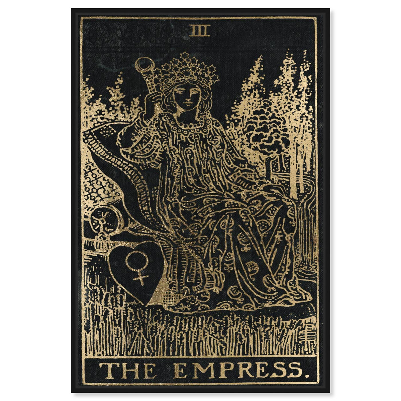 Front view of The Empress featuring spiritual and religious and zodiac art.