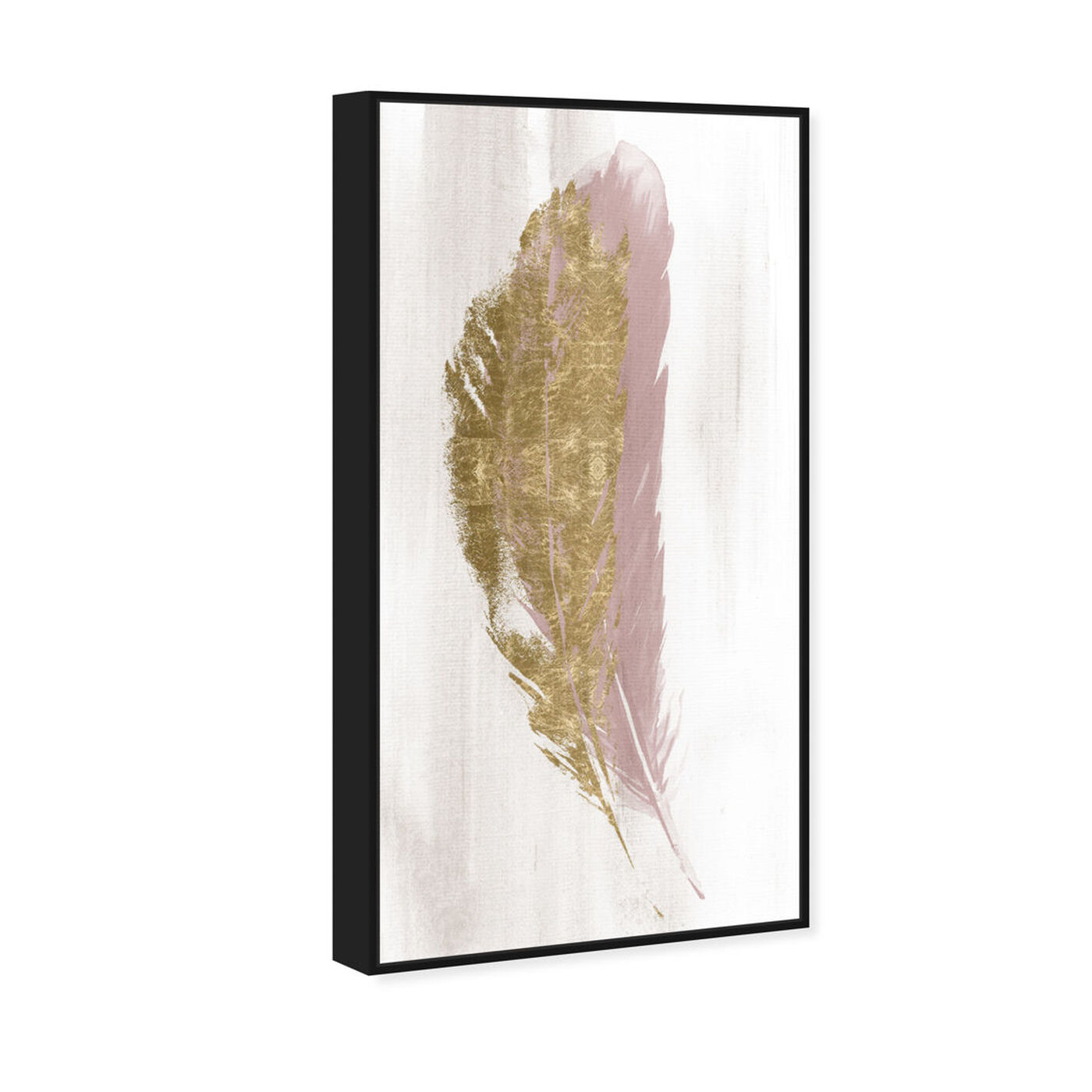 Angled view of Blush and Gold Feather featuring fashion and glam and feathers art.