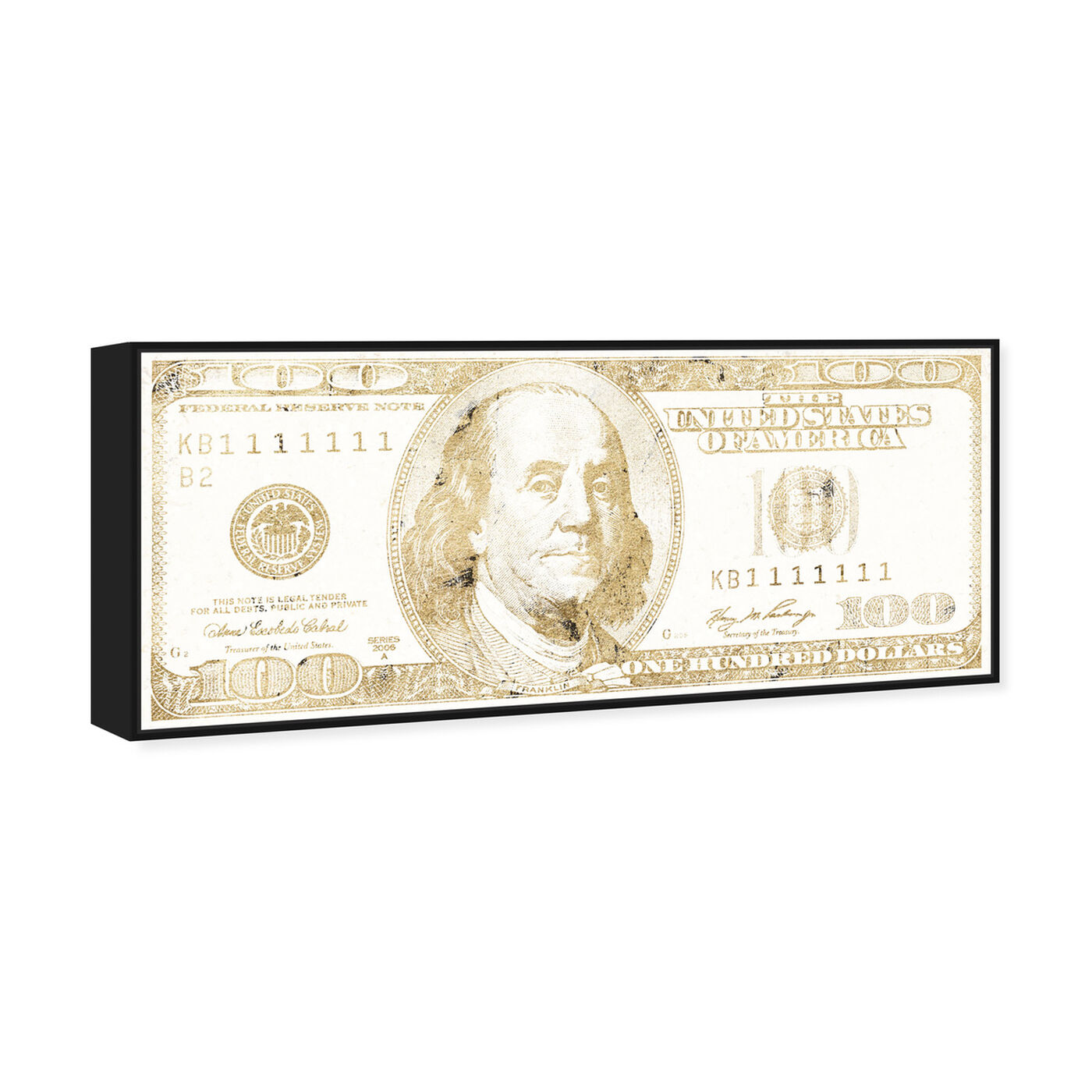 Angled view of Dollar Dollar Bill featuring success and entrepreneurial and money art.