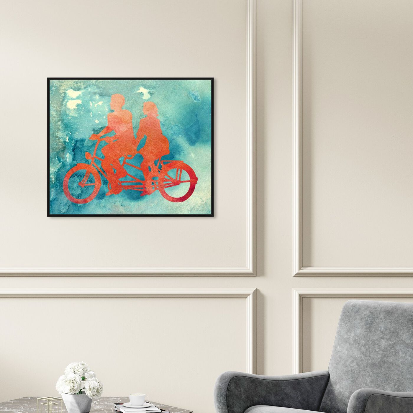 Hanging view of La Bicyclette featuring transportation and bicycles art.