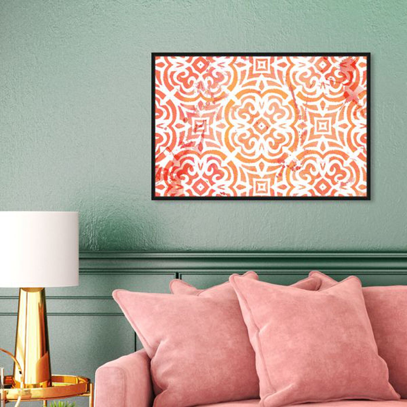 Hanging view of Peachy Afternoon featuring abstract and patterns art.