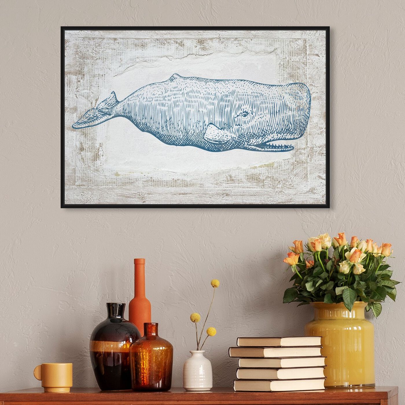 Hanging view of Blue Whale featuring nautical and coastal and marine life art.
