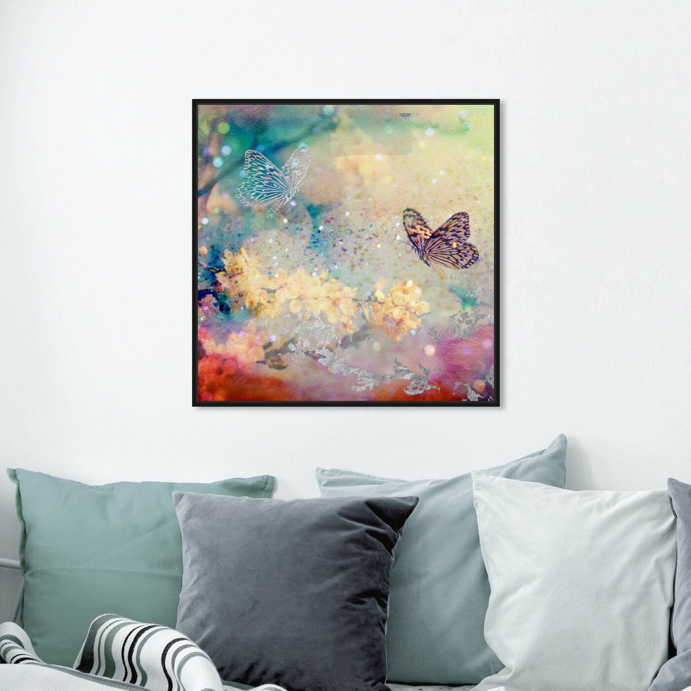 Hanging view of Butterfly Dance featuring floral and botanical and gardens art.