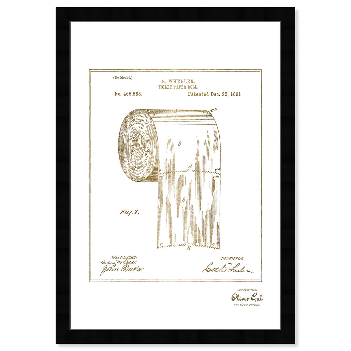 Front view of Toilet-paper roll 1891 I Gold featuring bath and laundry and bath art.